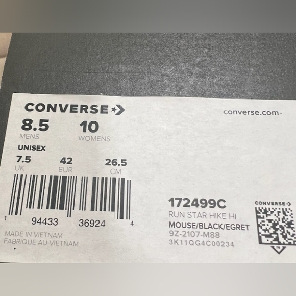 Converse Run Star Hike Sherpa Trim Shoes Size 8.5 Men/10 Women - Picture 4 of 8